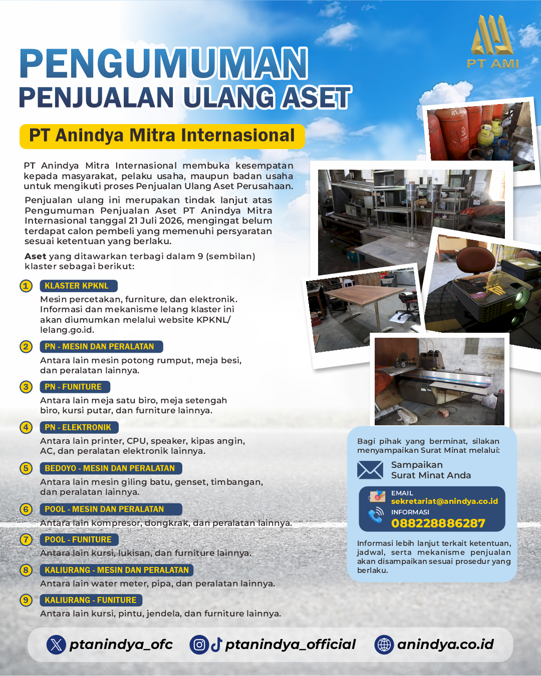 PENGUMUMAN PENJUALAN ULANG ASET