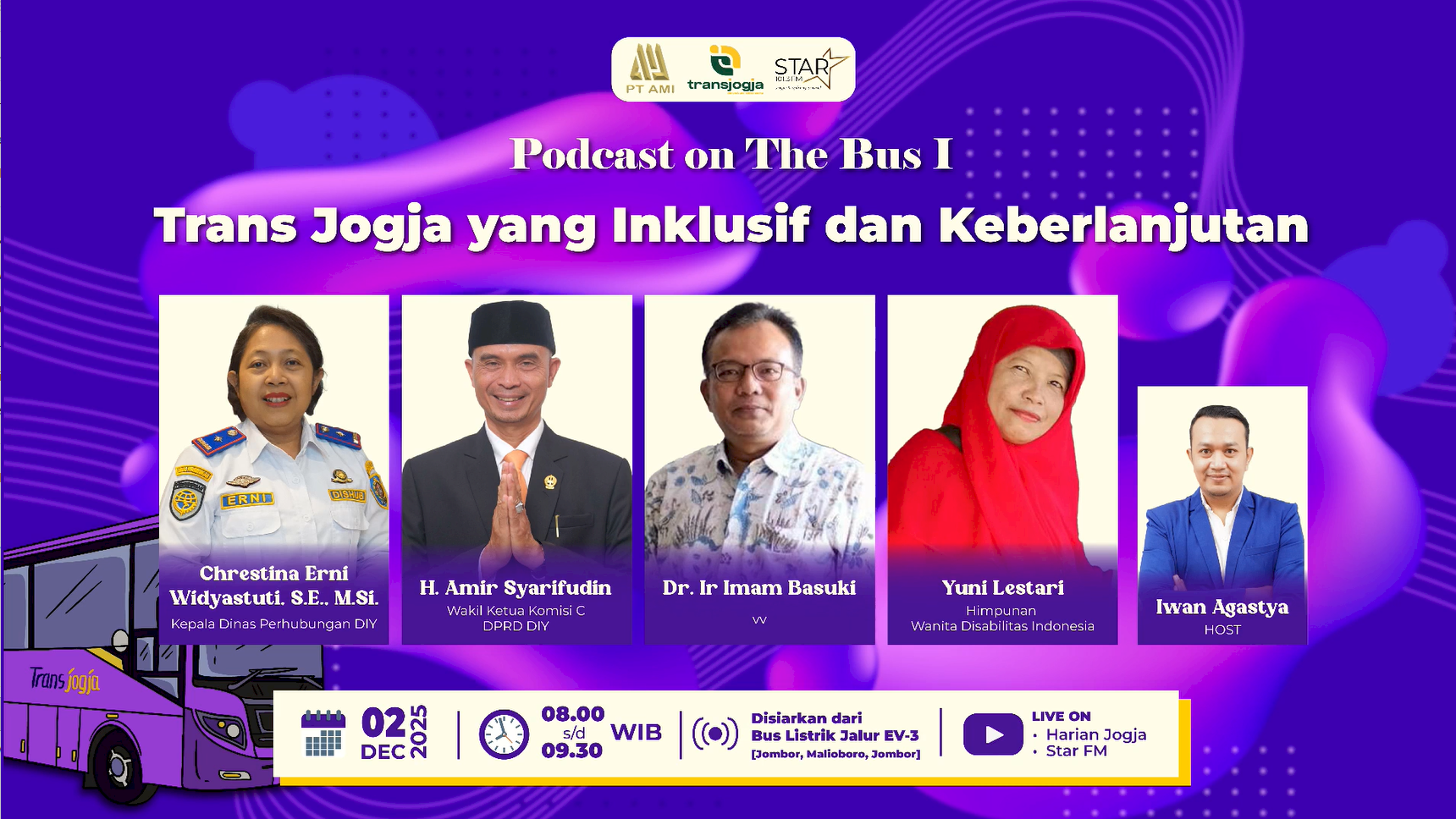 Podcast on the Bus: Menjaring Aspirasi, PT AMI Satukan DPRD, Akademisi, dan Aktivis Bahas Trans Jogja Inklusif di Bus Listrik